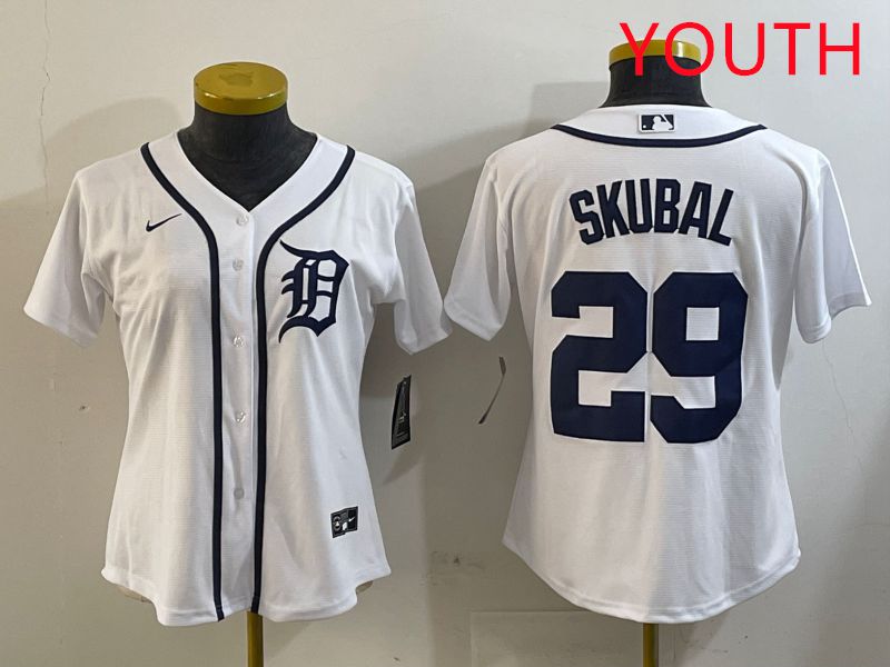 Youth Detroit Tigers #29 Skubal White Game 2025 Nike MLB Jersey style 1